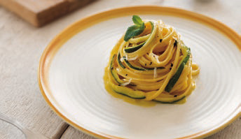 Linguine with Zucchini Carbonara 