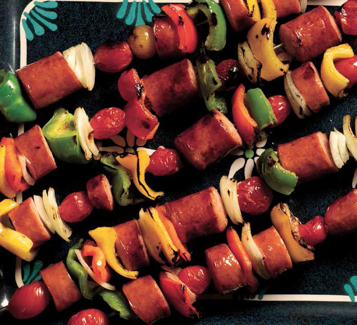 Kielbasa and Veggie Kebabs