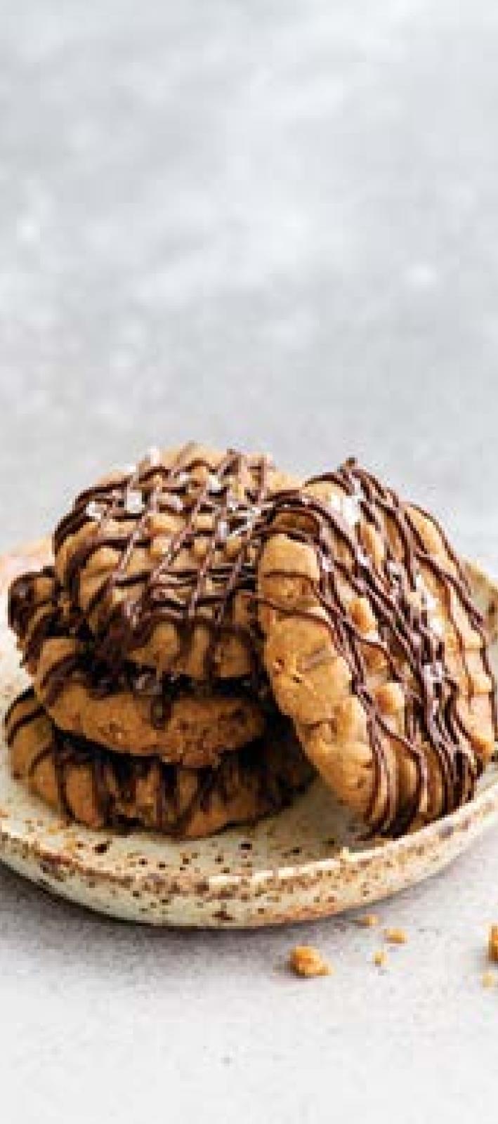 Flourless Salted Peanut Butter Chocolate Chip Cookies