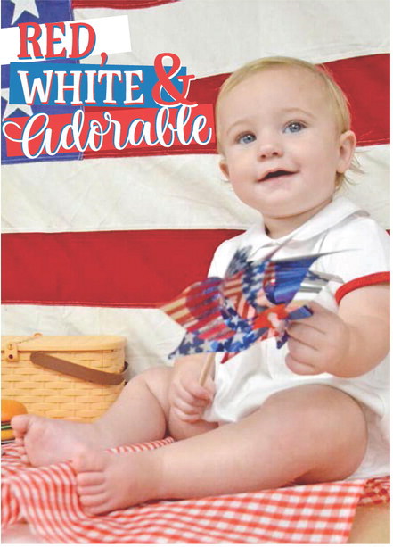One-year-old Sonny Landry is all smiles as communities across the nation celebrate America’s 250th birthday. Sonny lives in Jennings with his parents Bailey and Kade Landry and sibling River. Daily News photo by Erin Hargrave