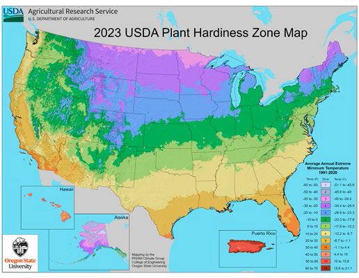 The updated USDA Hardiness Zone Map