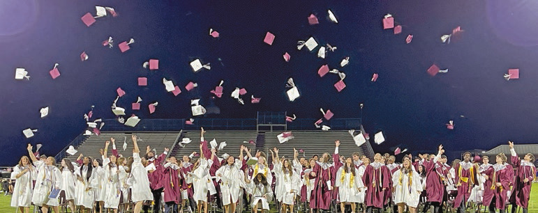 Senior graduates from the Jennings High School Class of 2026 celebrate during the school’s 124th commencement ceremony Friday night. The evening featured reflections from student leaders, scholarship and award presentations, and heartfelt farewells as seniors looked back on years of friendship, growth and achievement while preparing for the road ahead. Daily News photo by Darcy Knight