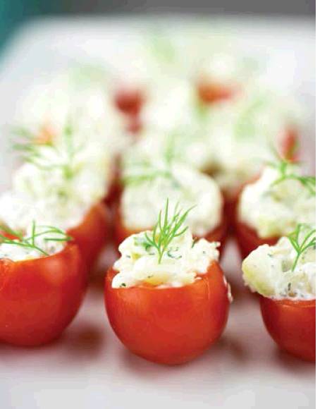 A stuffed tomato snack