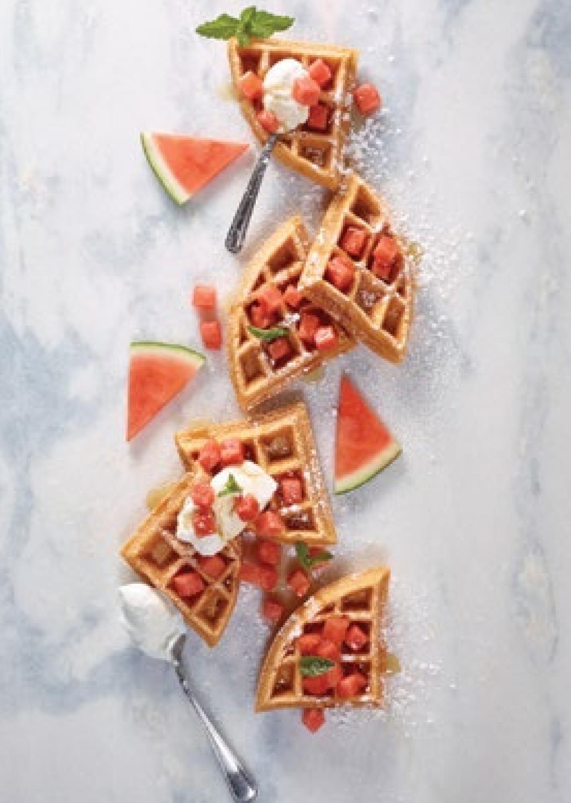 Watermelon Oat Flour Waffles