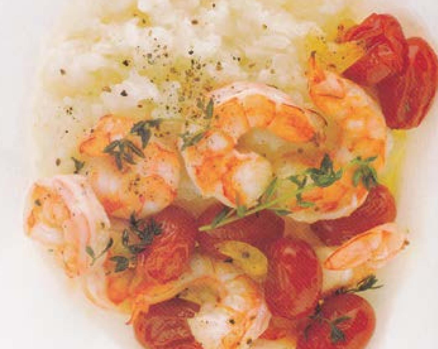 Creamy Rice With Roasted Shrimp and Tomatoe