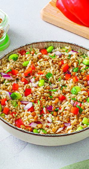 Edamame Brown Rice and Lentil Salad