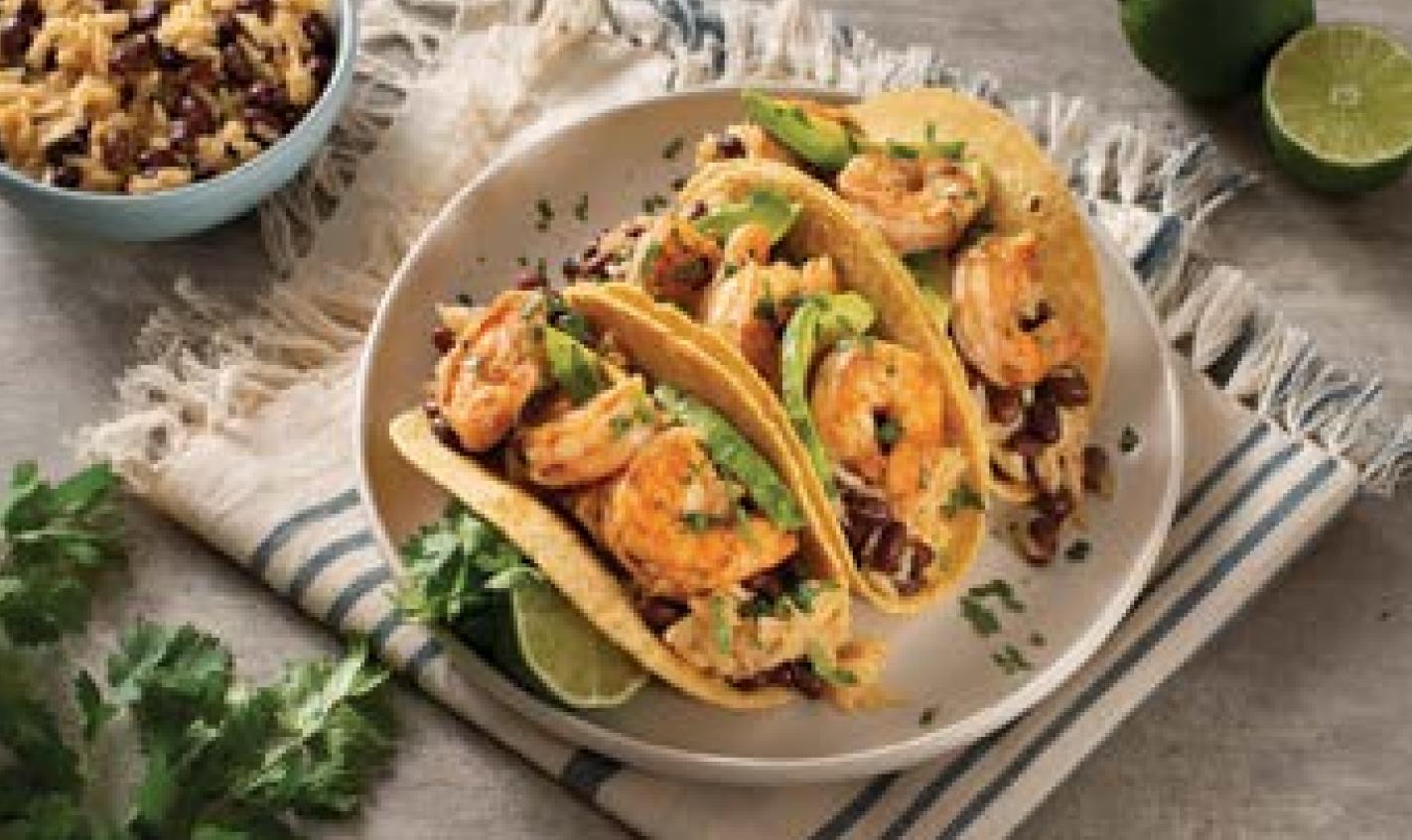 Cuban Shrimp and Rice Tacos