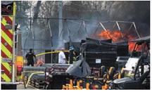 Firefighters battle blaze