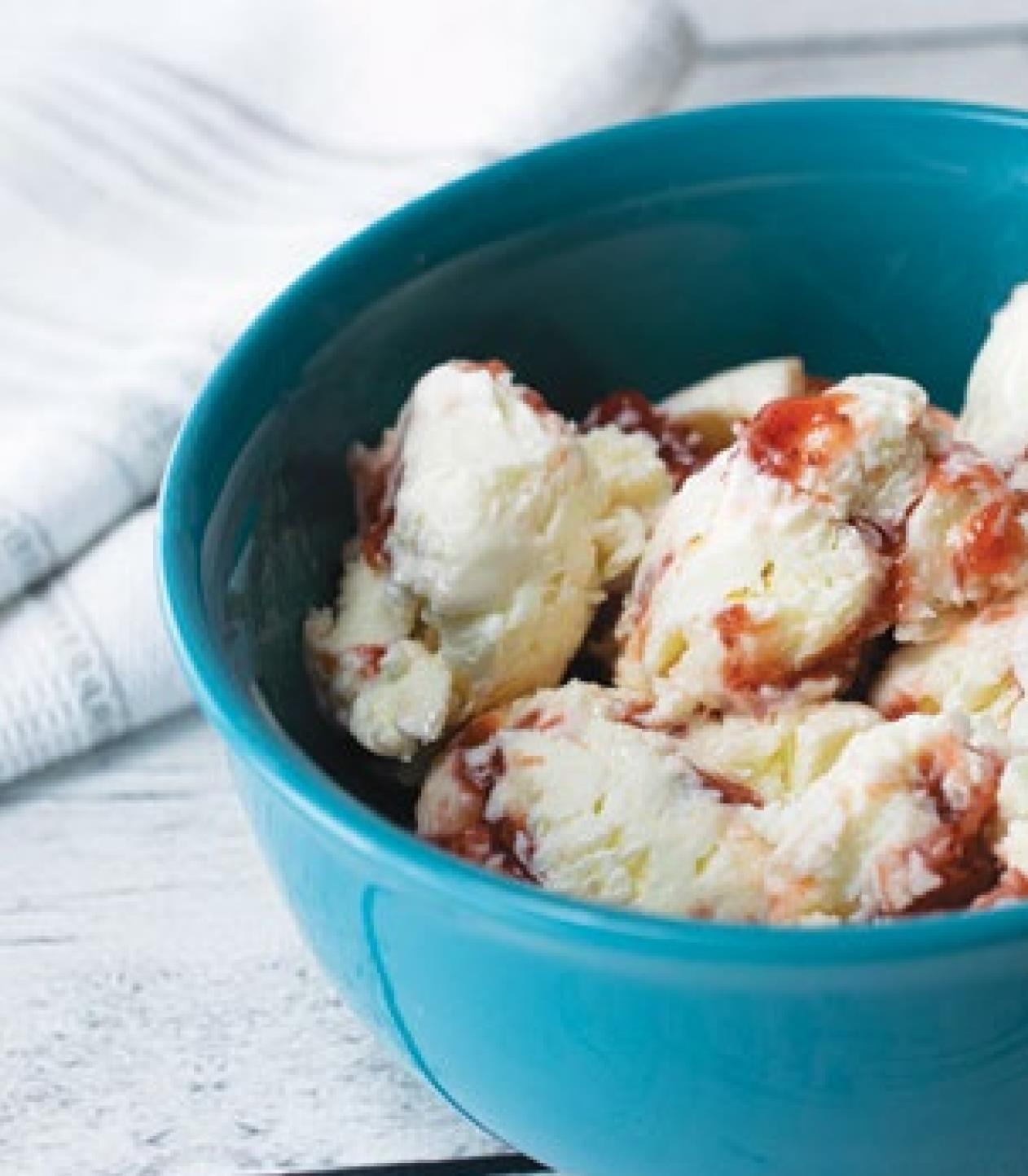Cheesecake Ice Cream with Fruit Swirls