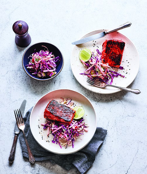 Seared Salmon with Apple Slaw