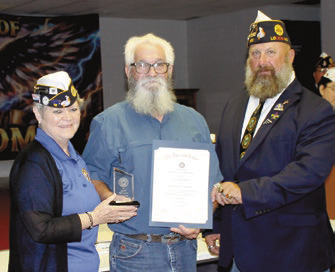 James O. Hall Post 19 Commander Rebecca Doucet (from left), Citizen of the Year: Ray LaFleur and Department of Louisiana American Legion District 7 Commander David Crader Submitted photo