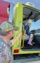 Elementary students at Hathaway High School got an up-close lesson in fire prevention during a recent visit from Jeff Davis Parish Fire District 2. Students explored firefighting equipment, met a Dalmatian and watched a fire hose demonstration that created a colorful rainbow beneath an arch of water. Submitted photos