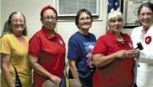 James O. Hall Post 19 American Legion Auxiliary officers Sergeant at Arms Terry LaFleur (from left), Chaplain Ella Williams, Secretary-Treasurer Lenor Thibodeaux, President Debbie Hebert and Past District President Mary Henry.