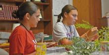 Emma Trahan (left) and Ella Trahan lay the groundwork for their floral displays in the Creations with Kate Wild class. Wild will return to the summer workshop with new activities for junior high participants. File photos