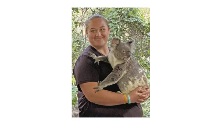 Jennings High School alum and softball hard hitter Emma Venable completed a lifelong dream of holding a koala during a recent trip to Australia. Venable’s reputation and talents in the sports world afforded her the opportunity to play softball down under for an American team. Submitted photo