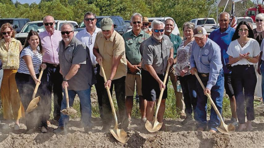 Officials, project partners and community leaders gather Thursday following the groundbreaking ceremony for the new Lacassine water storage facility. The project marks the first phase of a long-planned water system improvement expected to strengthen service for residents while supporting future growth in western Jeff Davis Parish. Daily News photos by D'Arcy Knight