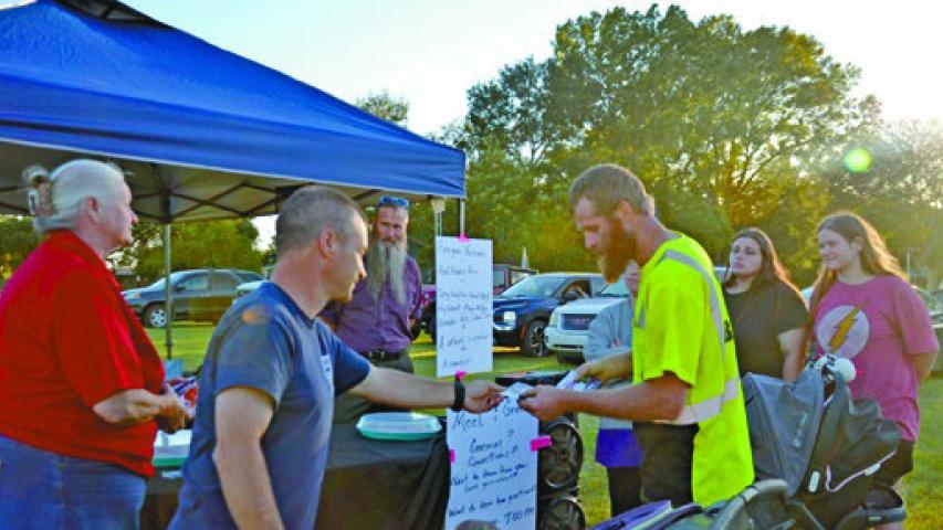 A candidate meet and greet was held in Elton this week, with candidates sharing their platforms with the community. Cynthia Kay Hebert for mayor, Casey Laughlin for chief of police and Brandon Kelley for school board were in attendance. Daily News photo by Erin Hargrave
